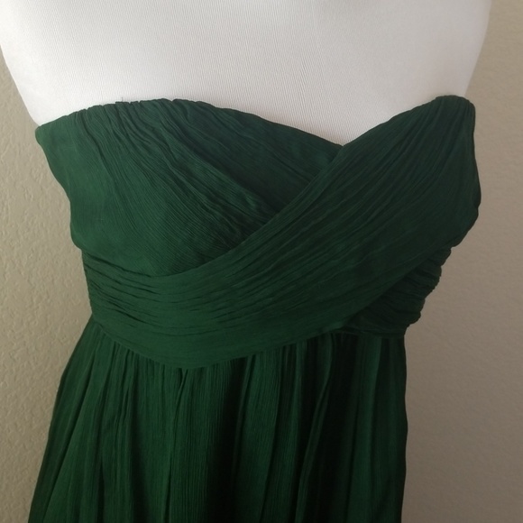 Petite J. Crew Green Strapless Silk Dress - Picture 3 of 4